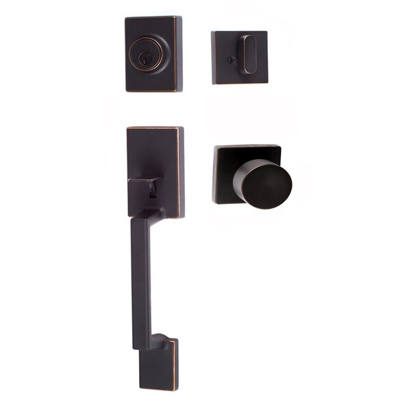 Sure-Loc Hardware Stockholm Handleset, Bergen Square Handleset Trim, Vintage Bronze SH507-S-BG-SQ 11P - main